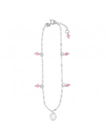 Anklet chain with pink tinted oxides in rhodium silver 311411 Laval 1878 29,90 €