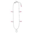 Anklet chain with pink tinted oxides in rhodium silver
