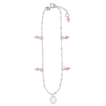 Anklet chain with pink tinted oxides in rhodium silver 311411 Laval 1878 29,90 €