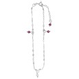 Chain anklet with fuchsia tinted oxides in rhodium silver