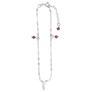 Chain anklet with fuchsia tinted oxides in rhodium silver 311413 Laval 1878 29,90 €