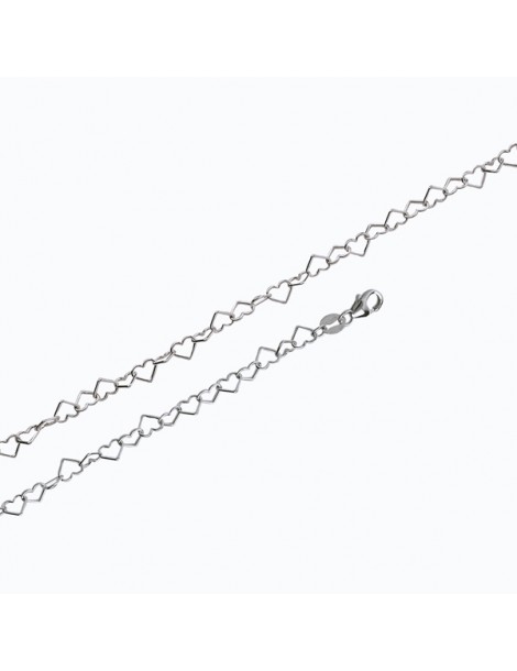 Bracelet chaîne en forme de cœurs en argent massif