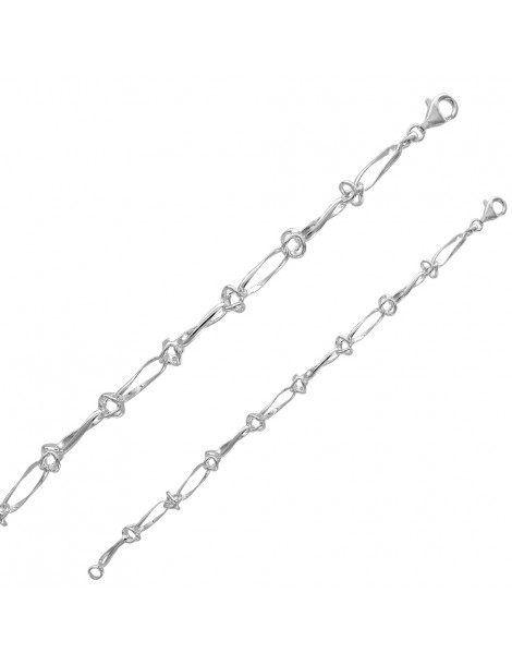 Bracelet Alternating mesh solid silver rectangle