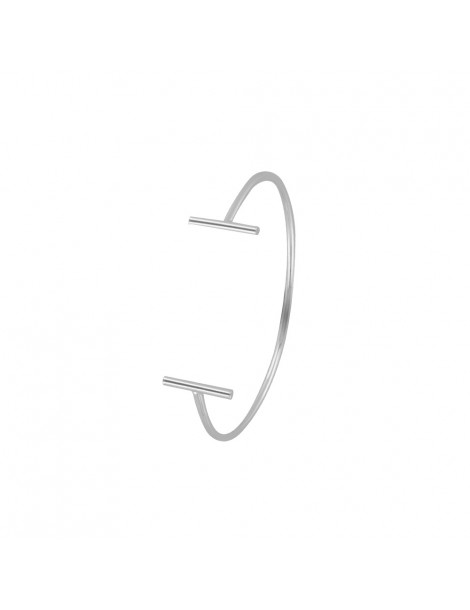 Bracelet jonc ouvert avec barres en argent rhodié - fil 2 mm