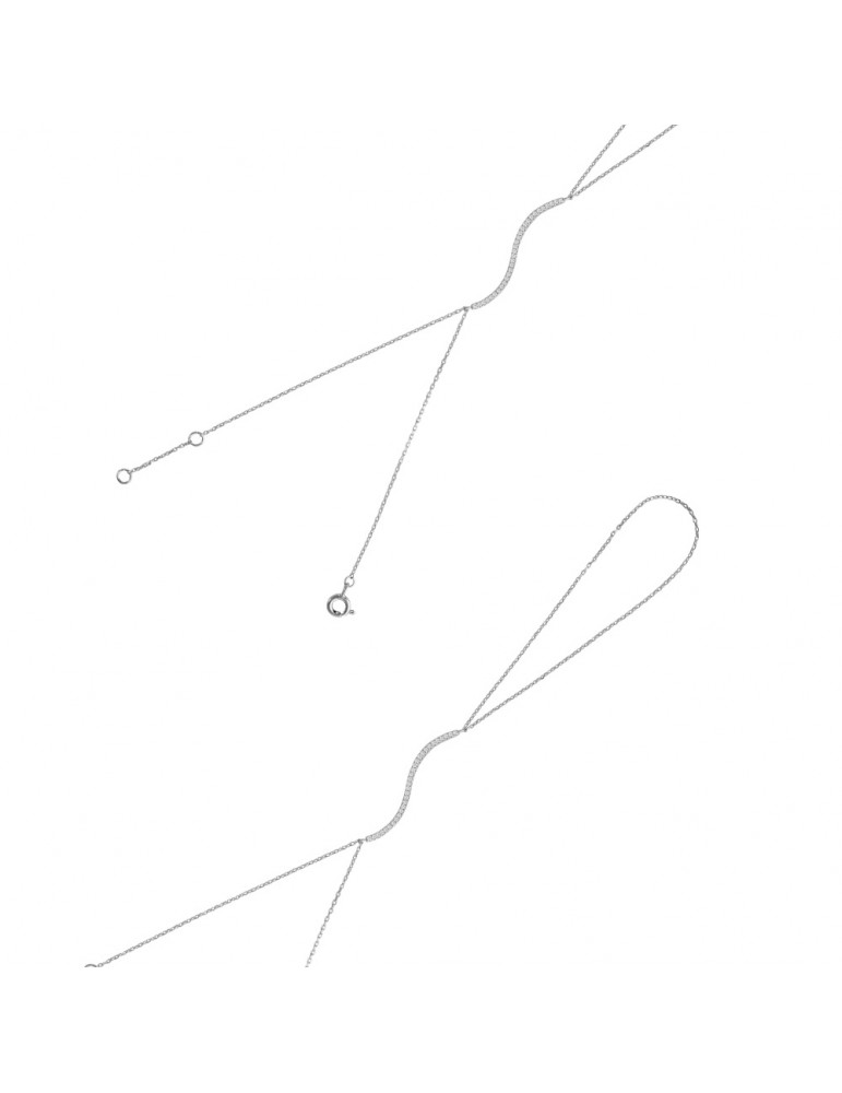 Pulsera rodio plata anillo patrón ondulado con óxido de circonio