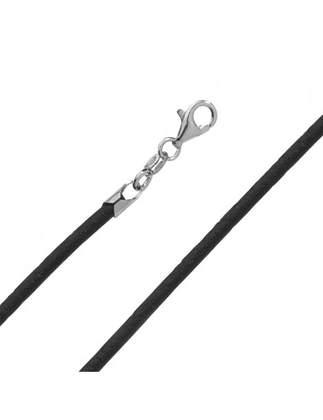 Pigmented leather cord with solid silver clasp - Ø 3 mm