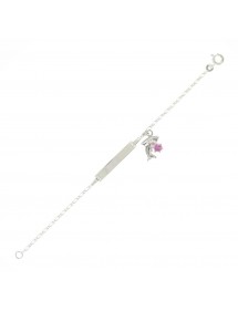 Identity bracelet in rhodium silver pink dolphin decorated with oxides 31812389 Suzette et Benjamin 42,00 €