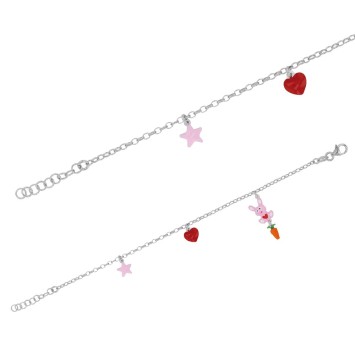 Bracelet star, heart and bunny with its rhodium silver carrot 31812635 Suzette et Benjamin 42,00 €