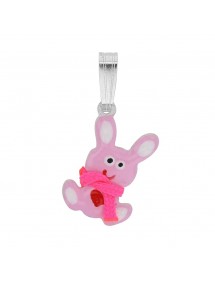 Bunny pendant with pink scarf in rhodium silver 31610445 Suzette et Benjamin 24,00 €