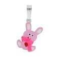Bunny pendant with pink scarf in rhodium silver