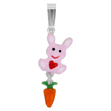 Pendentif lapin rose avec sa carotte en argent rhodié 31610460 Suzette et Benjamin 20,00 €