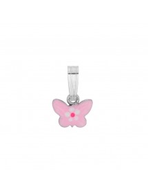 Pink enamelled butterfly pendant and rhodium silver 31610451 Suzette et Benjamin 22,00 €