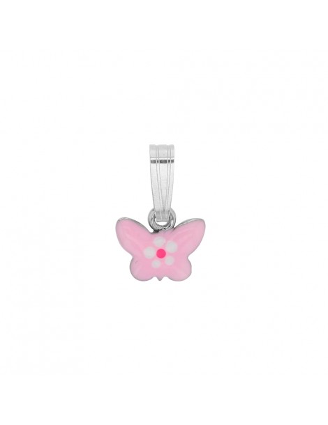 Pink enamelled butterfly pendant and rhodium silver 31610451 Suzette et Benjamin 18,00 €