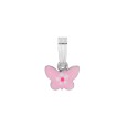 Pink enamelled butterfly pendant and rhodium silver