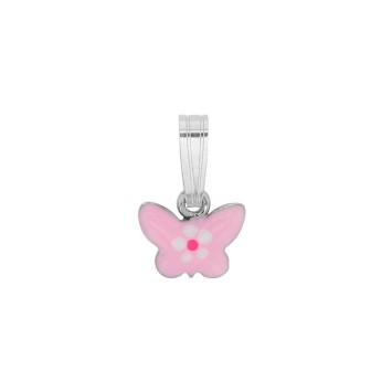 Pink enamelled butterfly pendant and rhodium silver 31610451 Suzette et Benjamin 18,00 €