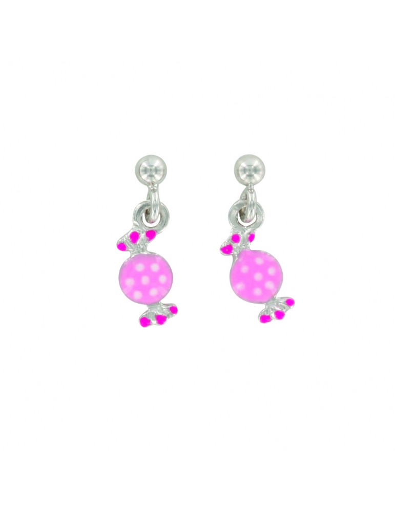Ohrringe in Form von rosa Süßigkeiten in Rhodium Silber