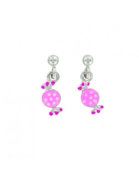 Ohrringe in Form von rosa Süßigkeiten in Rhodium Silber