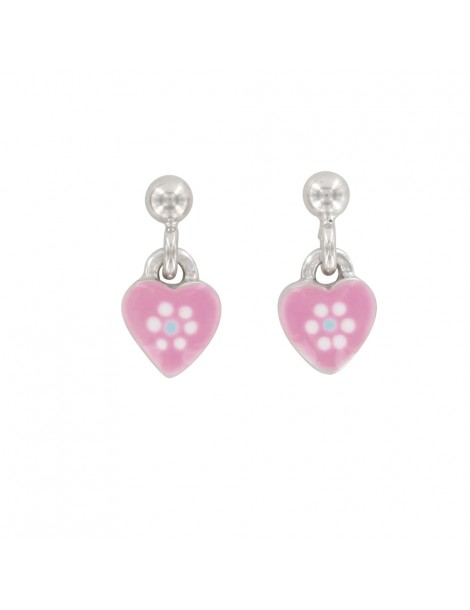 Earrings rhodium silver with pink heart for children 3131137 Suzette et Benjamin 32,00 €