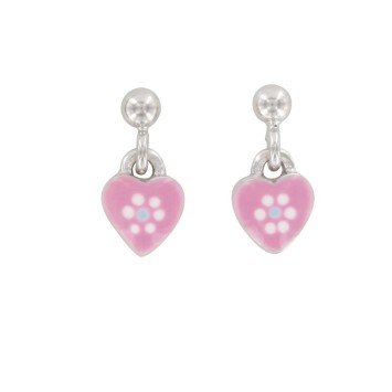 Earrings rhodium silver with pink heart for children 3131137 Suzette et Benjamin 32,00 €