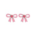 Earrings chips with pink bow rhodium silver