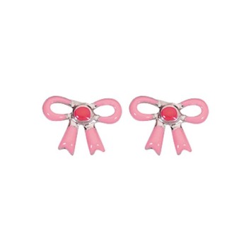 Boucles d'oreilles puces avec nœud rose en argent rhodié 3130276 Suzette et Benjamin 19,90 €