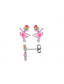 Dancer earrings with pink heart in rhodium silver 3131783 Suzette et Benjamin 29,90 €