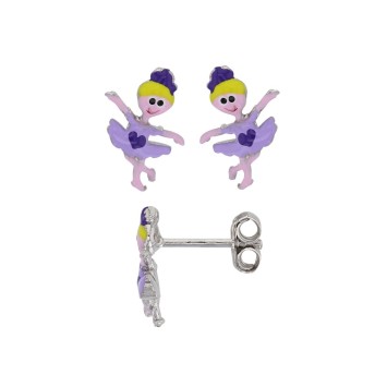 Boucles d'oreilles danseuse avec cœur violet en argent rhodié 3131784 Suzette et Benjamin 19,90 €