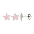 Boucles d'oreilles puces en argent rhodié forme étoile rose à paillettes
