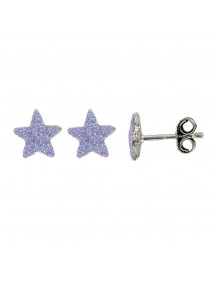 Boucles d'oreilles puces en argent rhodié forme étoile violette à paillettes 3131327 Suzette et Benjamin 32,00 €