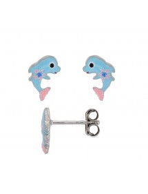 Earrings dolphin earrings with rhodium silver flower 3131787 Suzette et Benjamin 28,00 €