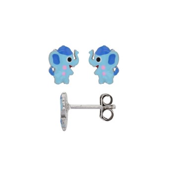 Boucles d'oreilles puces en forme d'éléphant bleu en argent rhodié 3131771 Suzette et Benjamin 22,00 €