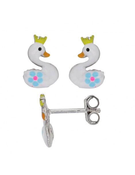 Earrings rhodium silver earrings shaped Swans