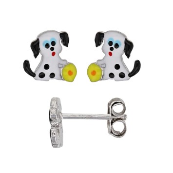 Earrings black and white dog earrings with yellow ball in silver rhodium 3131789 Suzette et Benjamin 20,00 €