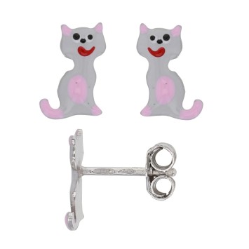 Earrings gray cat shaped earrings rhodium silver 3131766 Suzette et Benjamin 16,90 €