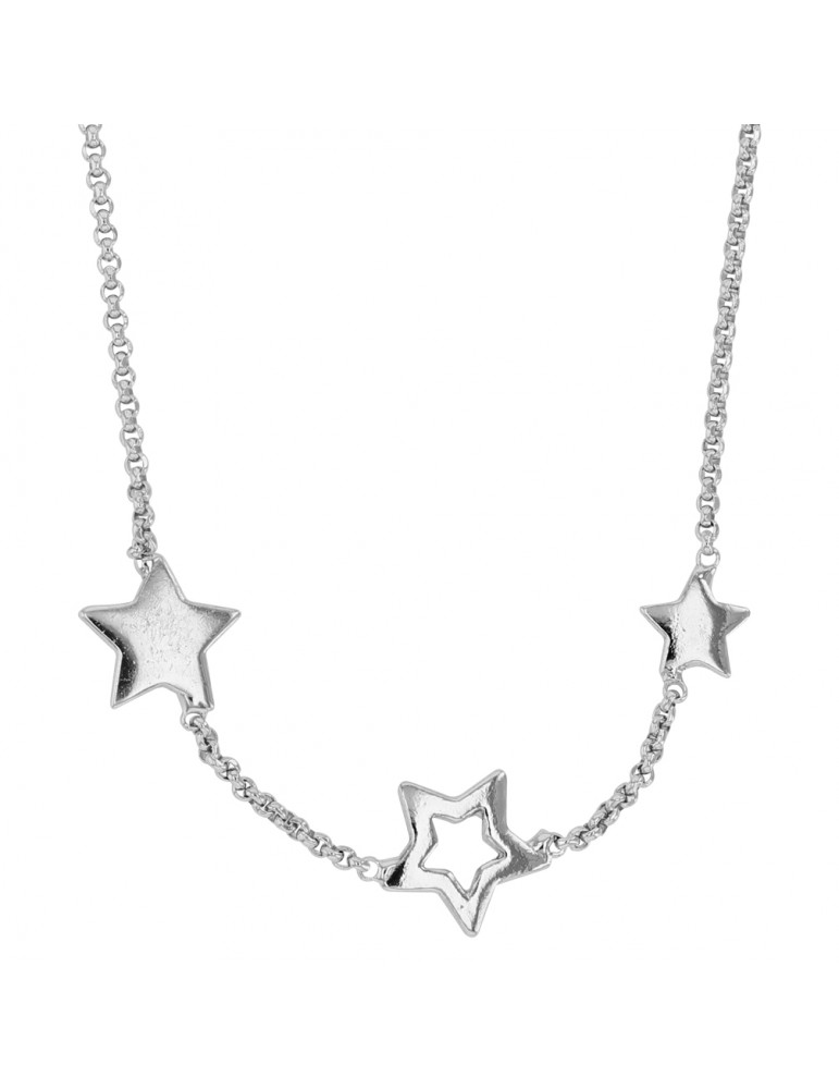 Children's necklace decorated with three stars in rhodium silver