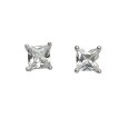 Earrings square silver earrings rhodium and oxides set 4 claws