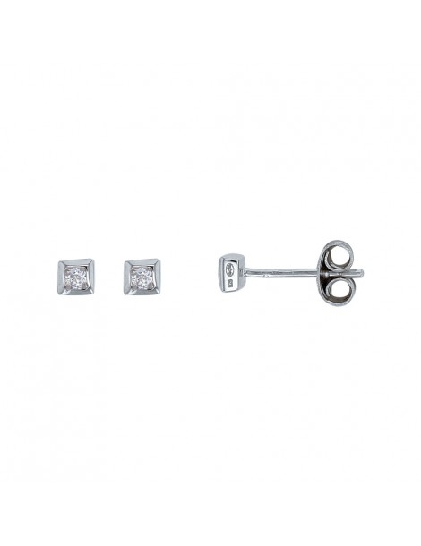 Earrings square bullets enclosed crimped zirconium oxide