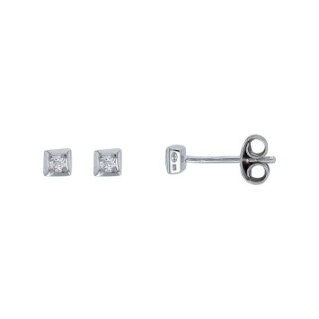 Earrings square bullets enclosed crimped zirconium oxide 313316 Laval 1878 28,00 €
