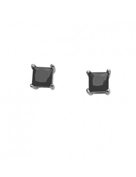 Square earrings set with rhodium claws and tinted onyx oxide