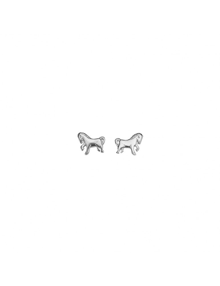 Earrings chip-shaped solid silver horse