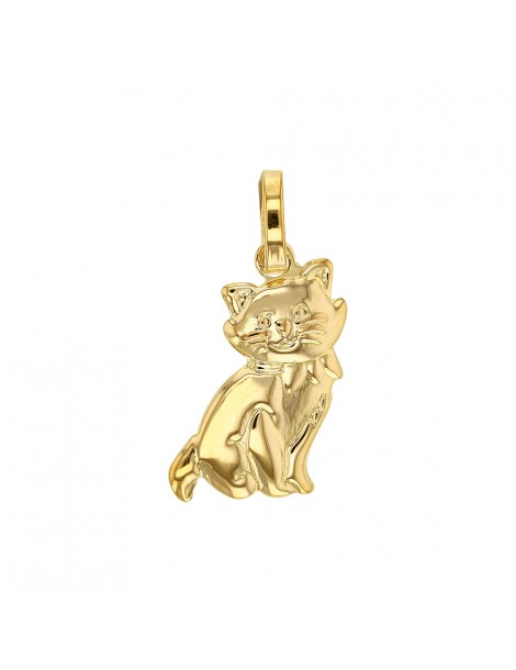 Colgante gato sentado en chapado en oro