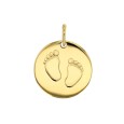 Round medal with a gold plated footprint