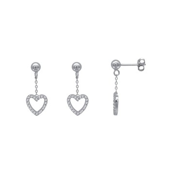 Earrings heart zirconium oxides and rhodium silver 3131616 Laval 1878 39,90 €