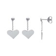 Earrings dangling hearts in rhodium silver