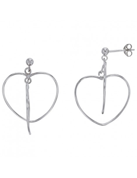 Earrings double bunk hearts in silver