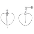 Earrings double bunk hearts in silver