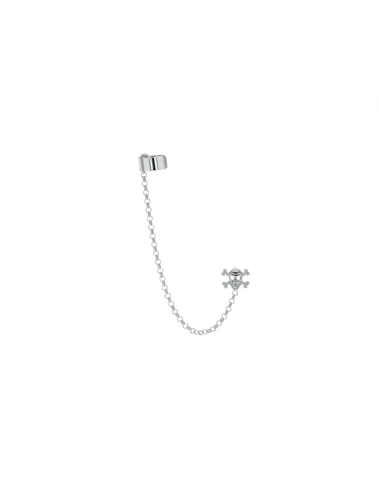 Earrings chain with skull rhodium silver
