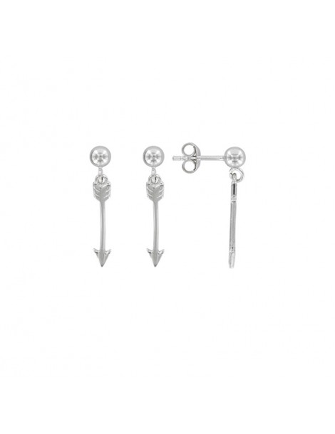 Pendientes con forma de flecha en plata rodiada