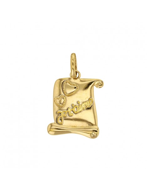 Parchment pendant "I love you" in gold plated