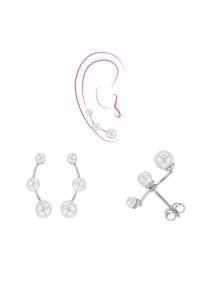 Earrings 3 synthetic pearls on sterling silver rod 3131455 Laval 1878 29,90 €
